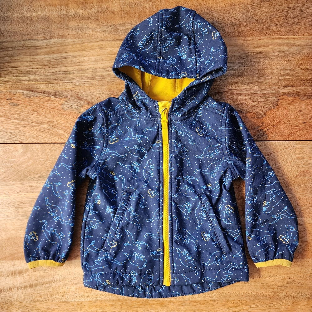 Cat & Jack Navy Dinosaur Constellation Raincoat with Yellow Trim